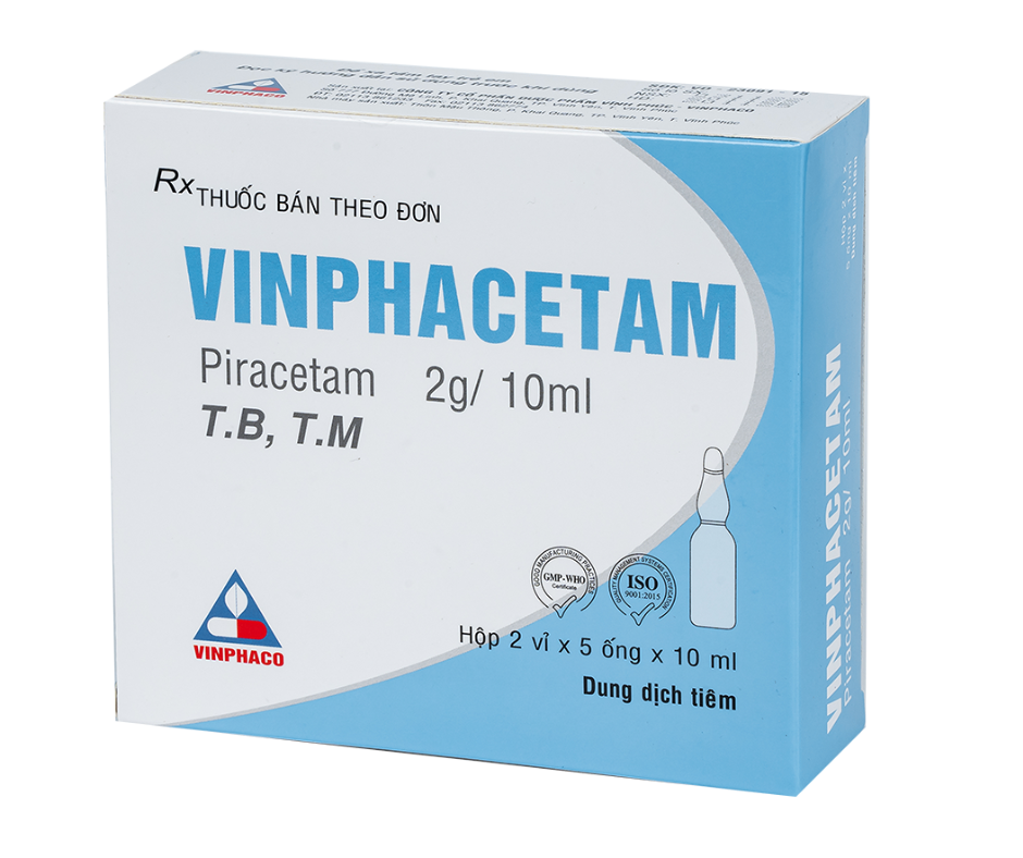 2343. Vinphacetam - (Piracetam 2g/10ml) - [Thùng 54 Hộp; Hộp 2 Vỉ; Vỉ 5 ống; ống 10 Ml] Vinphaco - Việt Nam