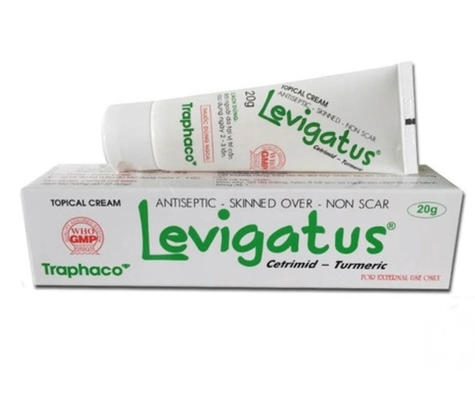 2594. Levigatus 20G - (Cetrimid 100g + tinh chất nghệ 0.07ml) - [Thùng 50 Tuýp; Tuýp 1 Hộp; Hộp 20 G] Traphaco - Việt Nam