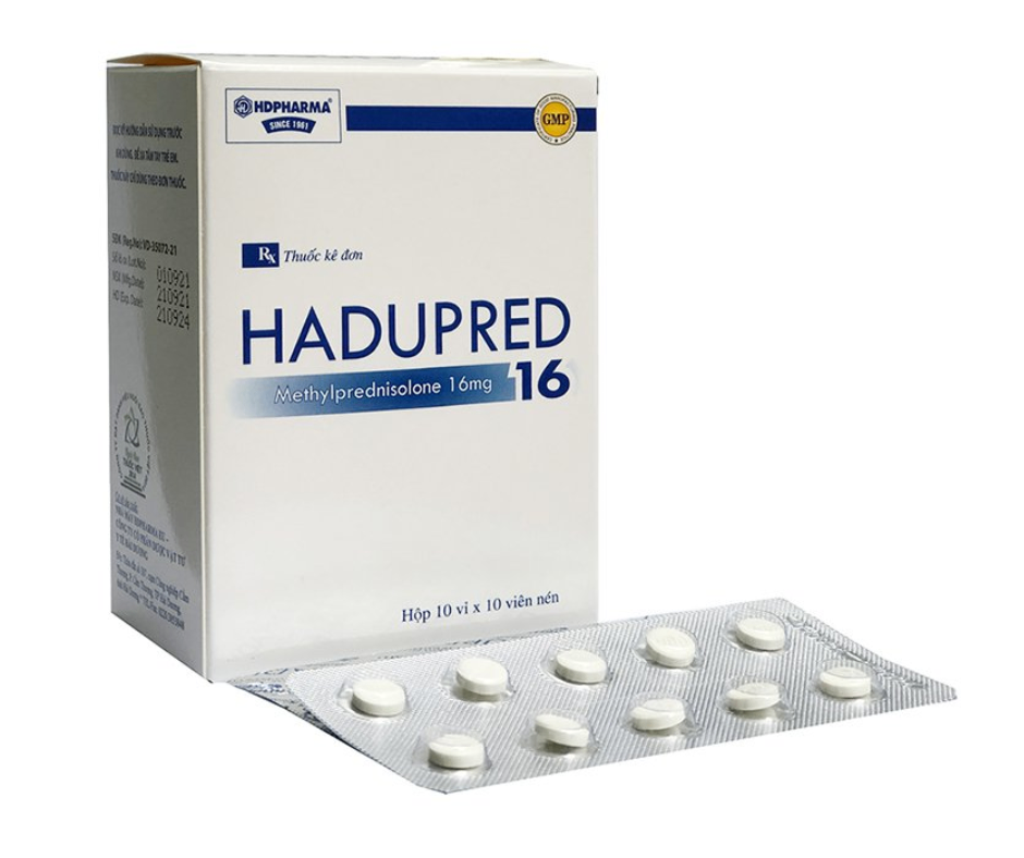 2949. Hadupred 16 - (Methylprednisolon 16mg) - [Thùng 60 hộp; hộp 10 vỉ; vỉ 10 viên] Hải Dương - Việt Nam
