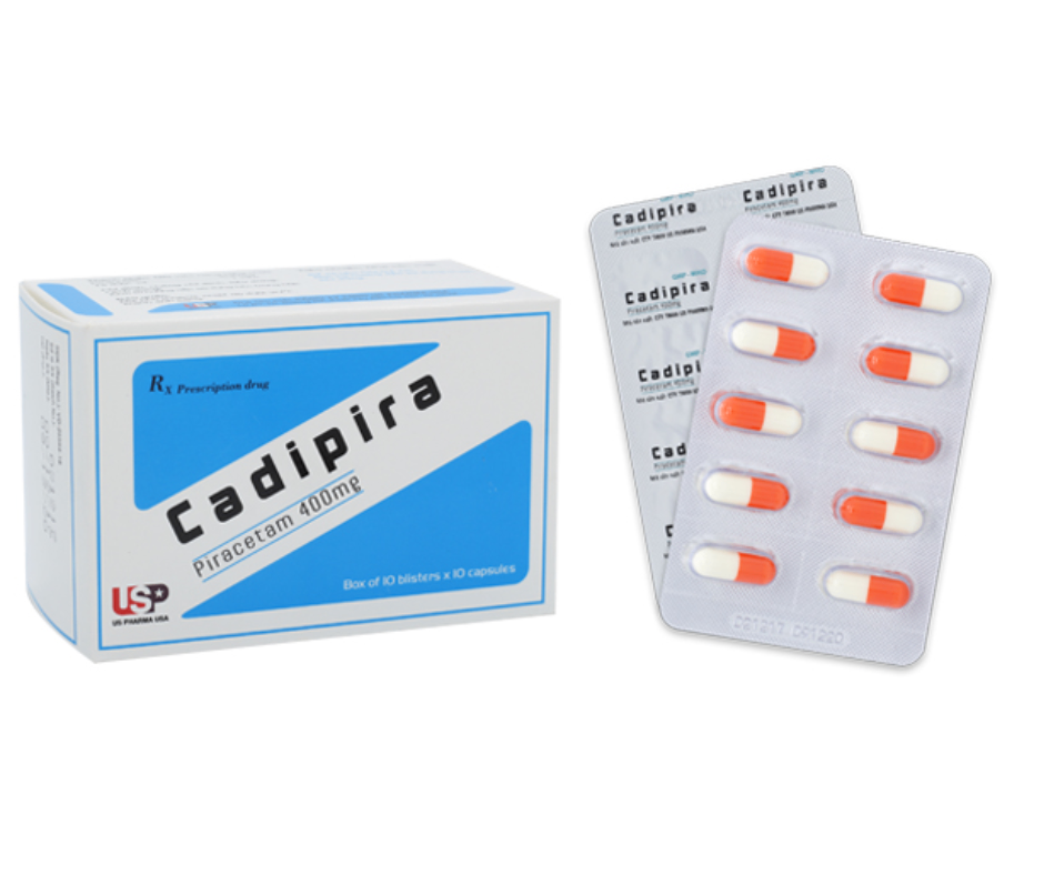 3118. Cadipira 400Mg - (Piracetam 400mg) - [Thùng 96 Hộp; Hộp 10 Vỉ; Vỉ 10 Viên] Us Pharma Usa - Việt Nam