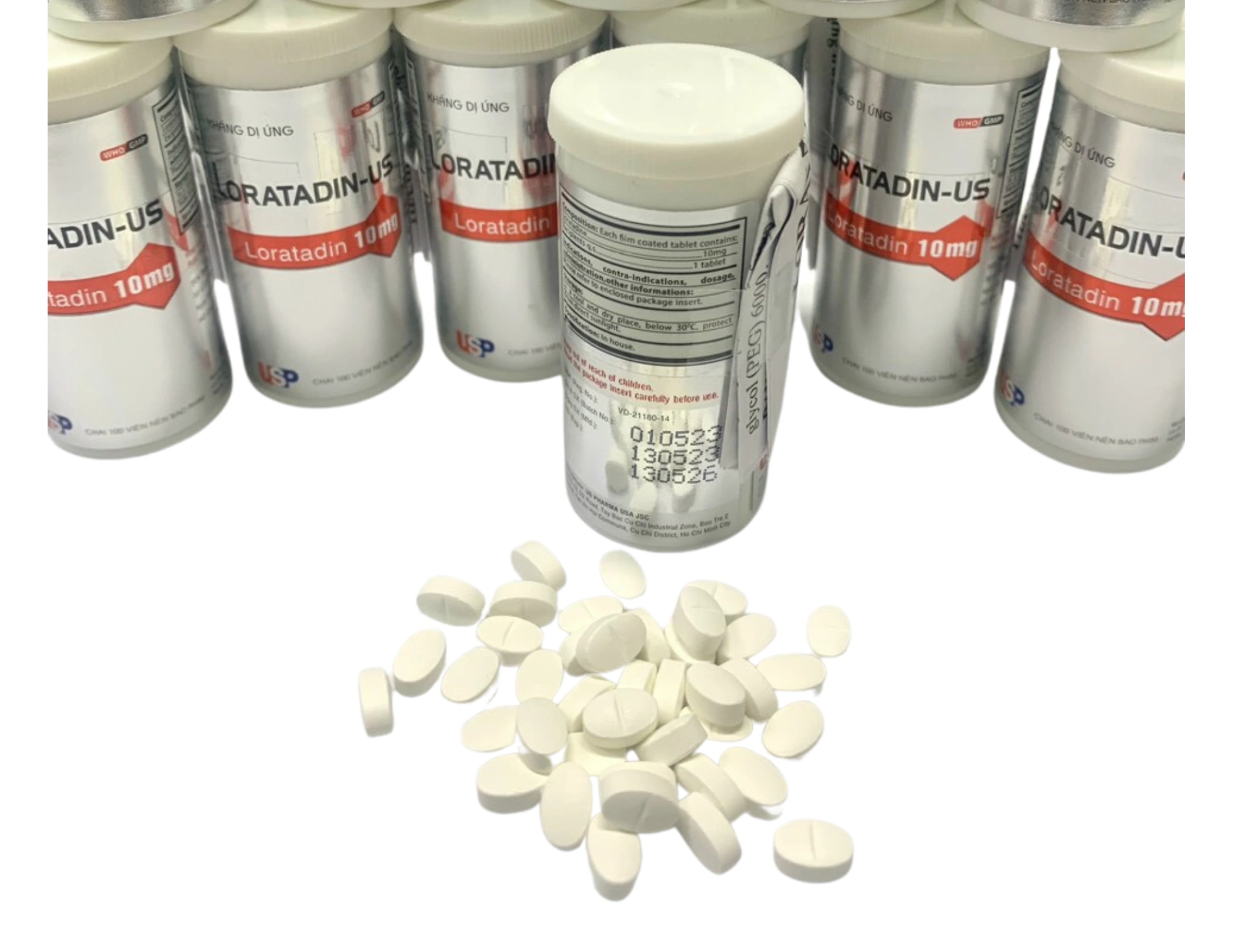 3153. Loratadin 10 (Lọ) (New) - (Loratadin 10mg) - [Thùng 408 Chai; Chai 100 Viên] Us Pharma Usa - Việt Nam