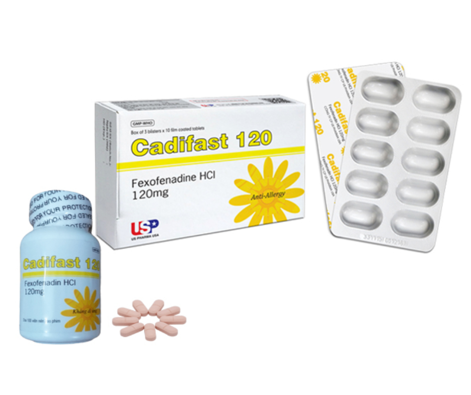 3156. Cadifast 120 (Hộp) - (Fexofenadine 120mg) - [Thùng 133 hộp; hộp 3 vỉ; vỉ 10 viên] Us Pharma Usa - Việt Nam
