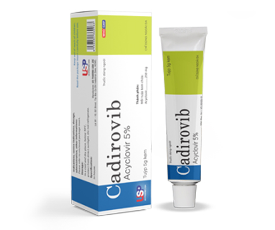 3162. Cadirovib - (Acyclovir 250mg) - [Thùng 720 Hộp; Hộp 1 Tuýp; Tuýp 5 G] Us Pharma Usa - Việt Nam
