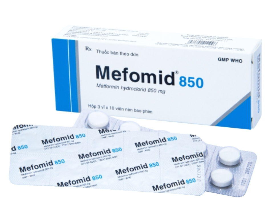 3431. Mefomid 850 - (Metformin hydroclorid 850mg) - [Thùng 150 hộp; hộp 3 vỉ; vỉ 10 viên] Bidiphar - Việt Nam