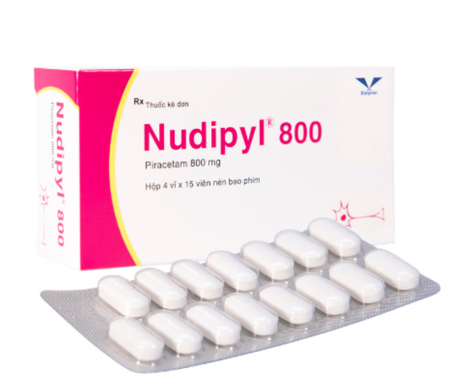 3441. Nudipyl 800 - (Piracetam 800mg) - [Thùng 105 hộp; hộp 4 vỉ; vỉ 15 viên] Bidiphar - Việt Nam