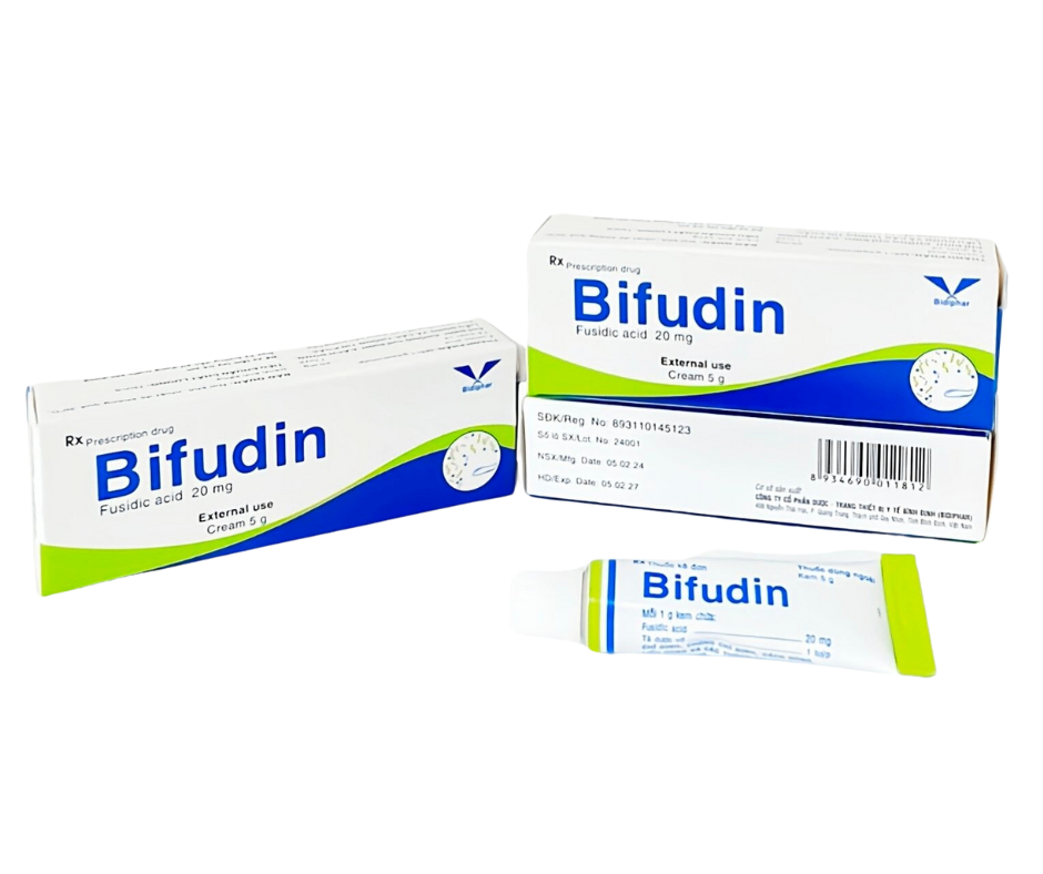 3447. Bifudin 5G - (Fusidic acid 20mg) - [Thùng 420 Hộp; Hộp 1 tuýp; tuýp 5 G] Bidiphar - Việt Nam