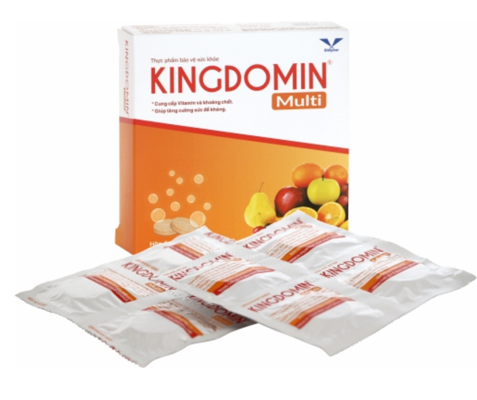 3474. Kingdomin ® - (Vitamin B1 1.4mg + Vitamin B2 1.6mg + Vitamin B6 2mg + Vitamin PP 18mg + Vitamin C 60mg + Vitamin B5 6mg + Vitamin B9 0.2mg + Vitamin E10 10mg + Kẽm 1.55mg + Đồng 0.4mg) - [hộp 5 vỉ; vỉ 4 viên] Bidiphar - Việt Nam