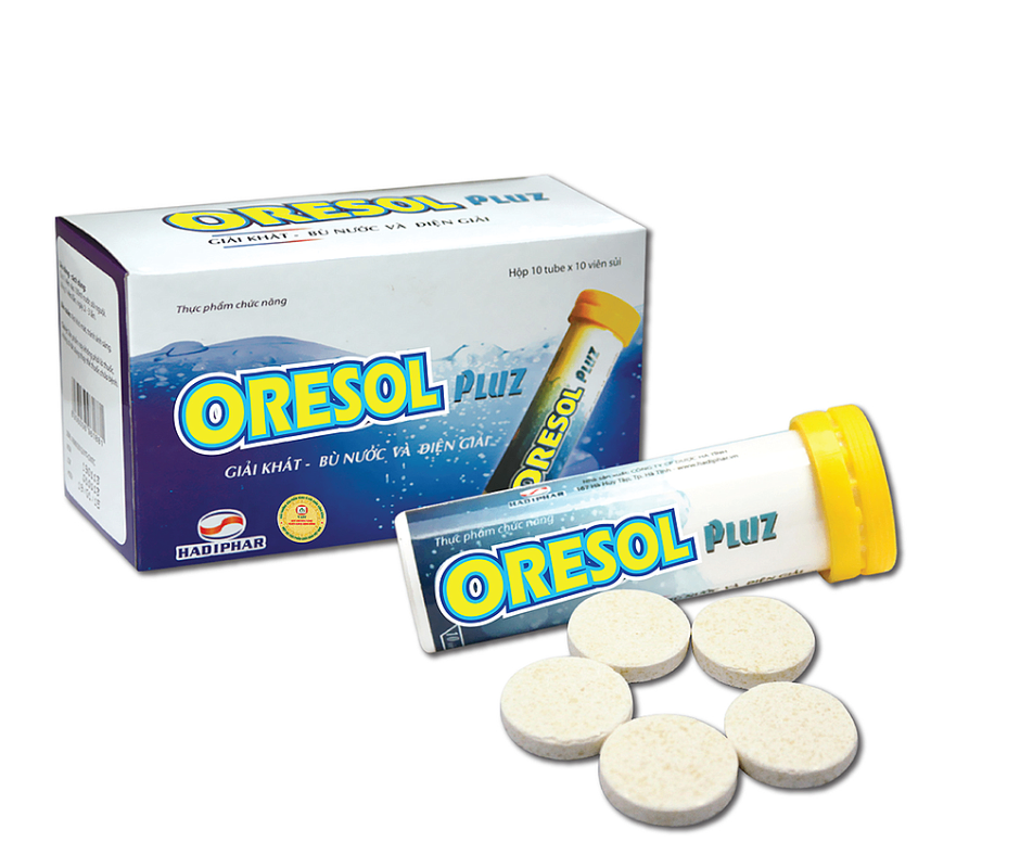 2719. Oresol Pluz - (Kali clorid 0.15g + Natri clorid 0.26g + Glucose 1.35g) - [Thùng 200 Tuýp; Tuýp 10 Viên] Hà Tĩnh - Việt Nam