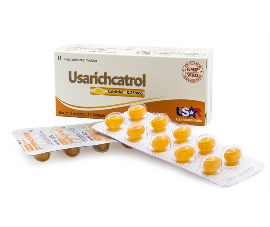 3556. Usarichcatrol - (Calcitriol 0.25mcg) - [Thùng 385 Hộp; Hộp 3 Vỉ; Vỉ 10 Viên] Pp.pharco - Việt Nam