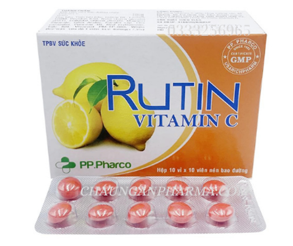 3599. Rutin-Vitamin C - (Rutin 10mg) - [Thùng 160 Hộp; Hộp 10 Vỉ; Vỉ 10 Viên] Pp.pharco - Việt Nam