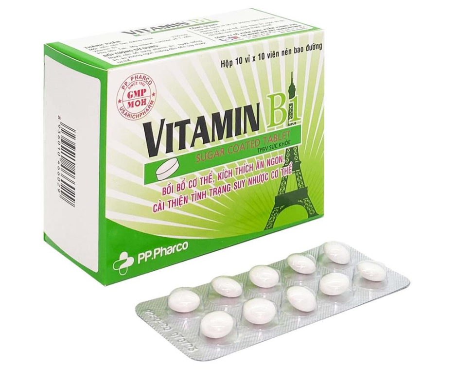 3601. Vitamin B1 Sugar Coated Tablet - (Vitamin B1 2.5mg + Kẽm gluconat 2mg) - [Thùng 160 hộp; hộp 10 vỉ; vỉ 10 viên] Pp.pharco - Việt Nam