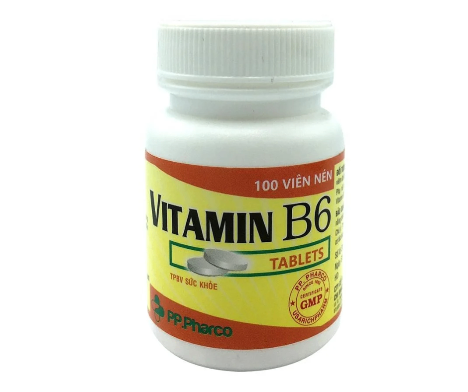 3606. Vitamin B6 Tablets - (Tinh bột sắn 43.0mg + Vitamin B6 1.5mg) - [Thùng 540 chai; chai 100 viên] Pp.pharco - Việt Nam