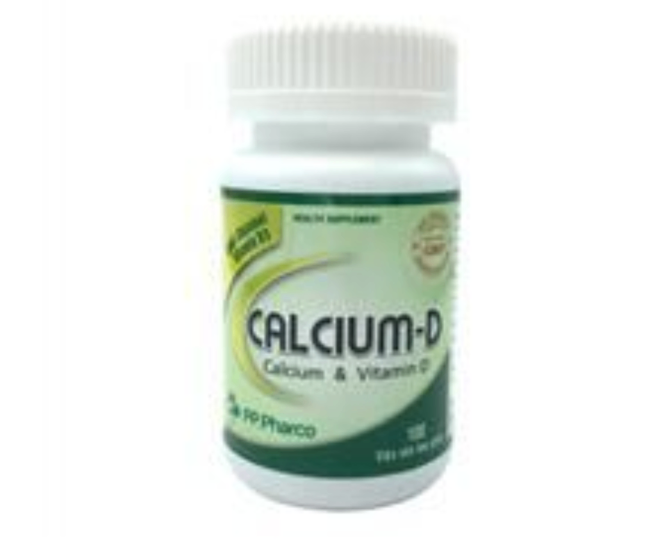 3609. Calcium-D - (Trong 1 viên có chứa: Calci gluconate 200mg + Vitamin D3 20UI) - [Thùng 135 chai; chai 100 viên] Pp.pharco - Việt Nam