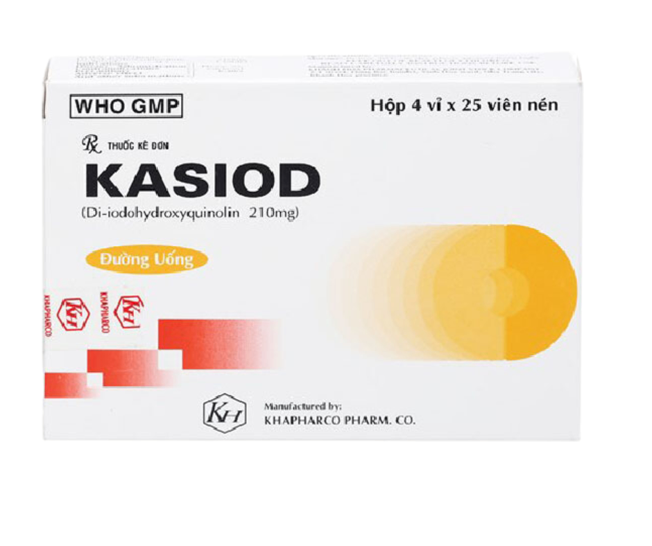 3713. Kasiod - (Diiodo hydroxyl quinolin 210mg) - [Thùng 318 Hộp; Hộp 4 Vỉ; Vỉ 25 Viên] Khánh Hòa - Việt Nam