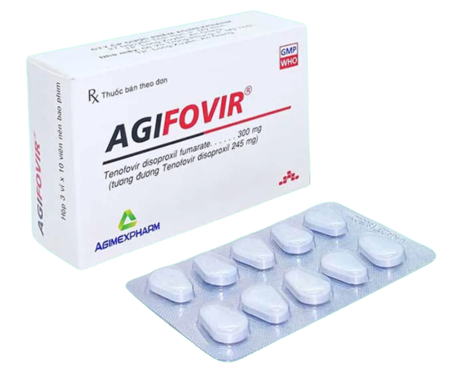 3853. Rx Agifovir 300Mg - (Tenofovir disoproxil fumarate 300mg) - [Thùng 200 hộp; hộp 3 vỉ; vỉ 10 viên] Agimexpharm - Việt Nam