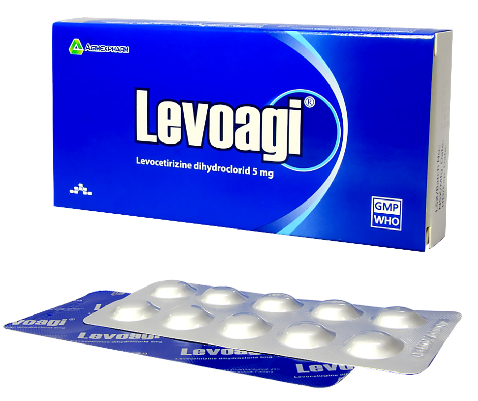 3883. Levoagi 5Mg - (Levocetirizin dihydroclorid 5mg) - [Thùng 180 Hộp; Hộp 6 Vỉ; Vỉ 10 Viên] Agimexpharm - Việt Nam