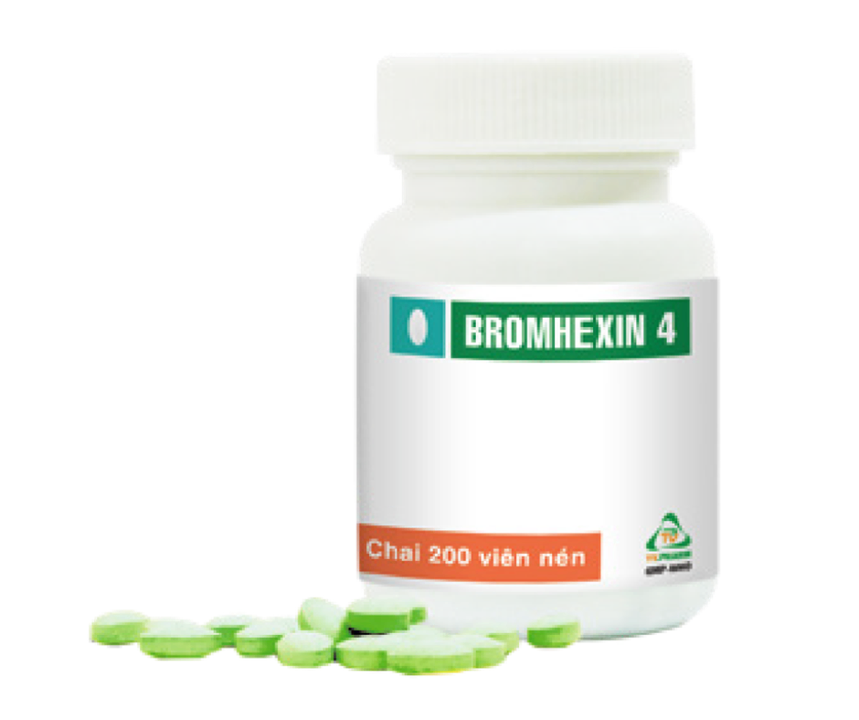 2351. Bromhexin 4 - (Bromhexin 4mg) - [Thùng 240 chai; chai 200 viên] Trà Vinh - Việt Nam
