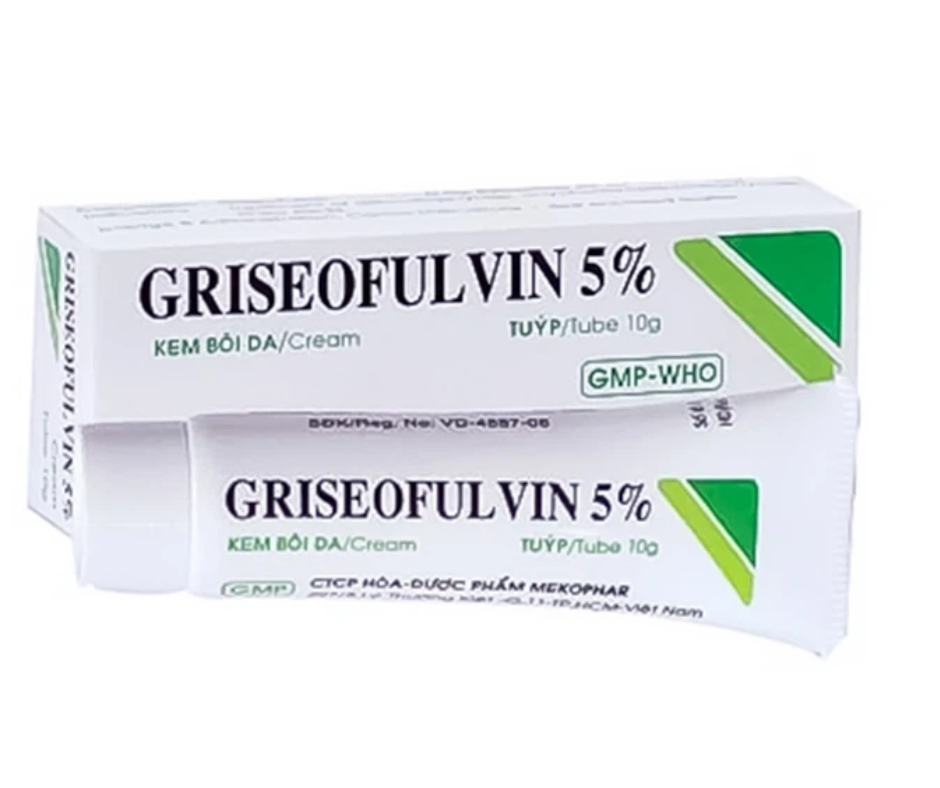3323. Griseofulvin 5% Cream - (Griseofuvin 0.5g) - [Thùng 380 Hộp; Hộp 1 Tuýp; Tuýp 10 G] Mekophar - Việt Nam