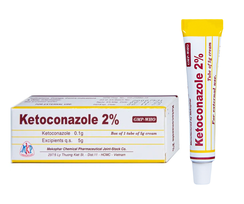 3375. Ketoconazole 2% - (Ketoconazol 0.1g) - [Thùng 456 Hộp; Hộp 1 Tuýp; tuýp 5 G] Mekophar - Việt Nam
