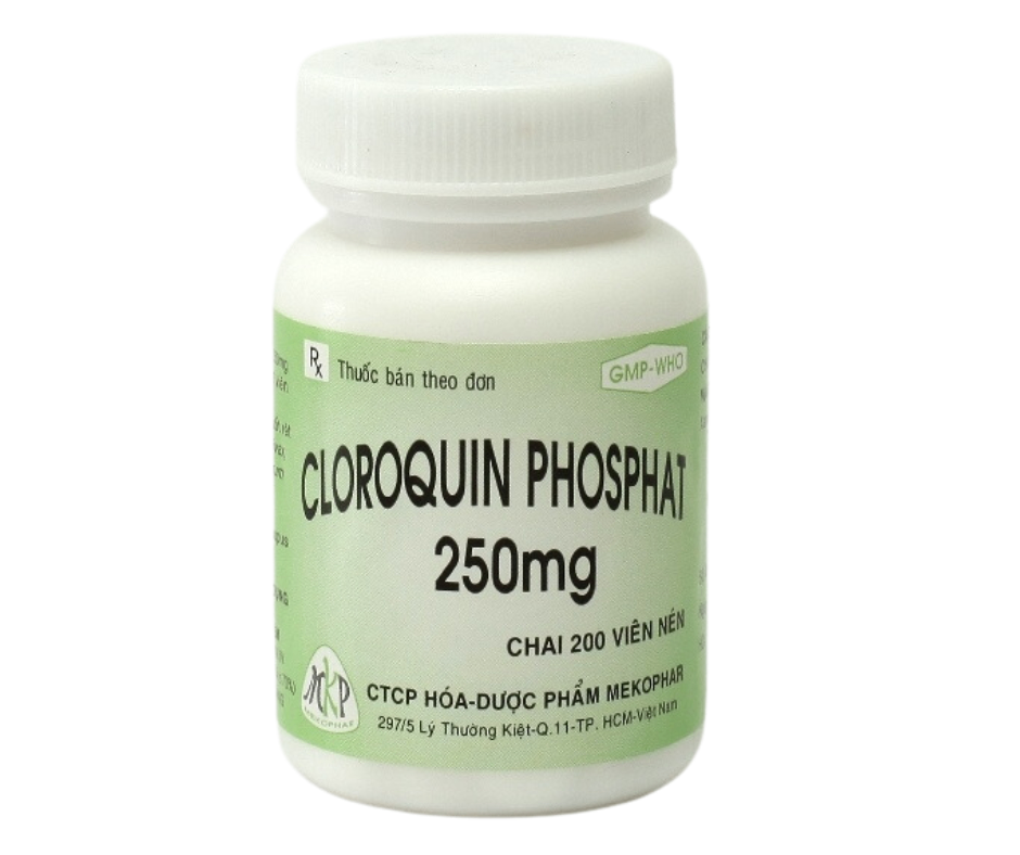 4150. Cloroquin.. 250 Vne - (Cloroquin phosphat 250mg) - [Thùng 96 chai; chai 200 viên] Mekophar - Việt Nam
