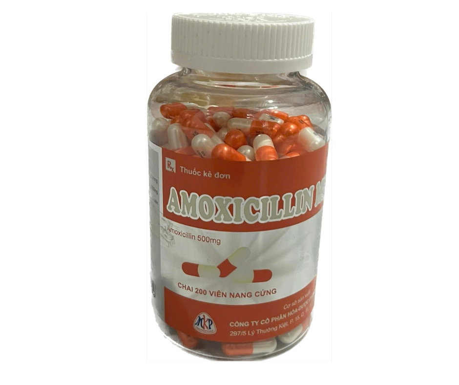 1810. Amoxicilin Mkf 500 - (Amoxicilin 500mg) - [Thùng 60 chai; chai 200 viên] Mekophar - Việt Nam