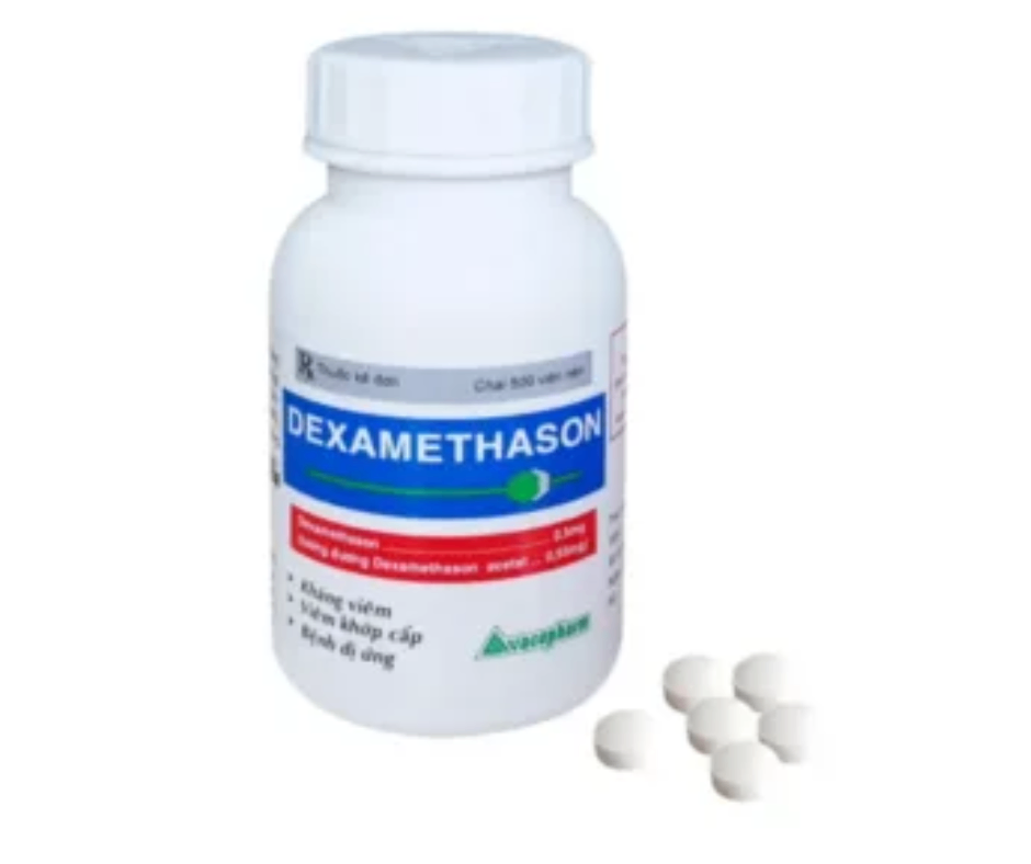 4451. (KSĐB) Dexamethason (Tron, Trang) - (Dexamethason acetat 0.5mg) - [Thùng 70 Chai; Chai 500 Viên] Vacopharm - Việt Nam