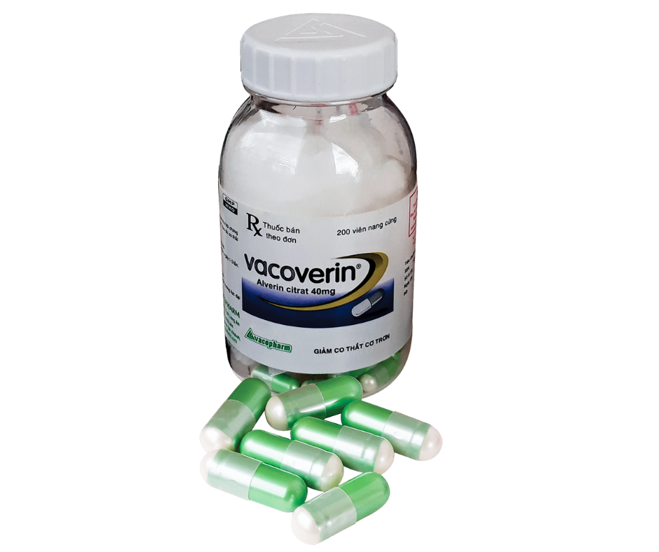 4411. Vacoverin (Nang) - (Alverin citrat 40mg) - [Thùng 80 Chai; Chai 200 Viên] Vacopharm - Việt Nam