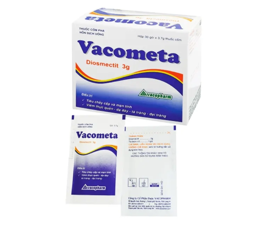 4463. Vacometa - (Diosmectit 3g) - [Thùng 24 Hộp; Hộp 50 Gói; Gói 3.7 G] Vacopharm - Việt Nam