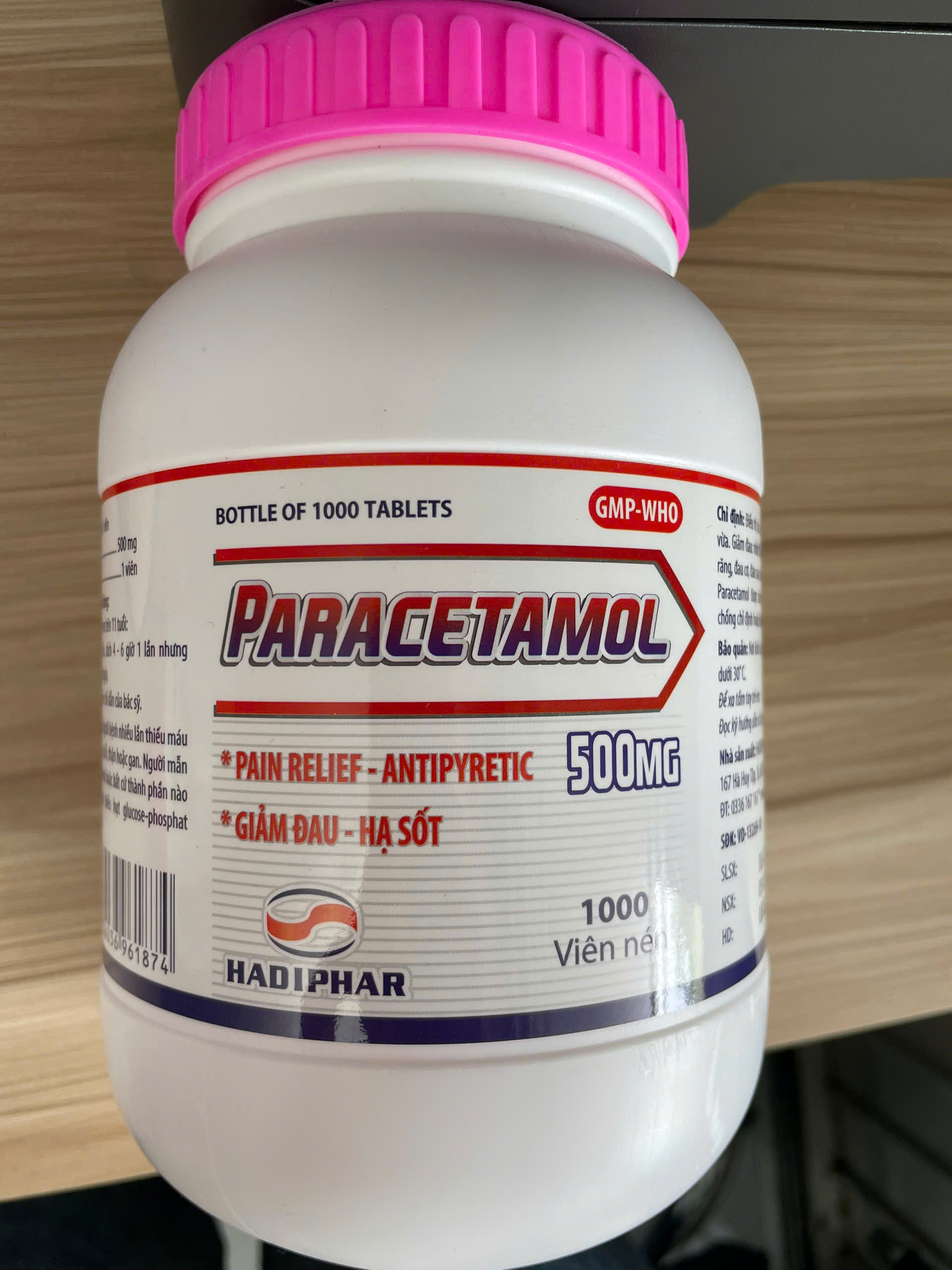 5013. Paracetamol 500Mg - (Paracetamol 500mg) - [Thùng 50 chai; chai 1000 viên] Hà Tĩnh - Việt Nam