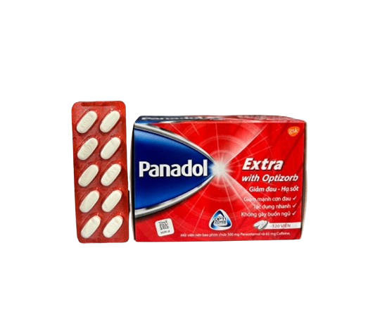 4490. Panadol Extra with Optizorb - (Paracetamol 500mg + Cafein 65mg) - [Thùng 100 Hộp; Hộp 12 Vỉ; Vỉ 10 Viên] Glaxosmithkline Dungarvan Ltd. - Malaysia