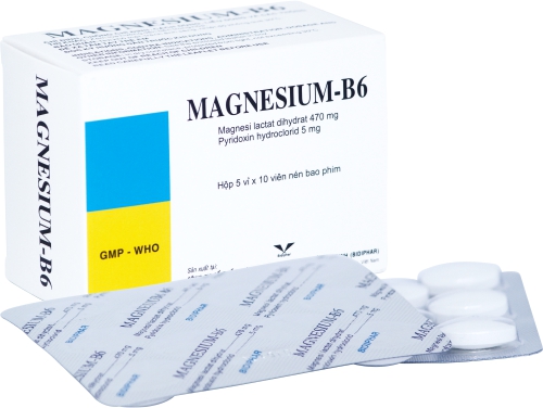 5309. Magnesium-B6 - (Magnesium lactat 470mg + Pyridoxin HCl 5mg) - [Thùng 96 Hộp; Hộp 5 Vỉ; Vỉ 10 Viên] Bidiphar - Việt Nam