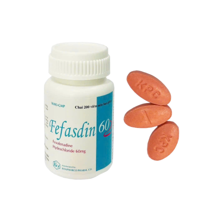 5389. Fefasdin 60Mg - (Fexofenadin HCL 60mg) - [Thùng 450 chai; chai 200 viên] Khánh Hòa - Việt Nam