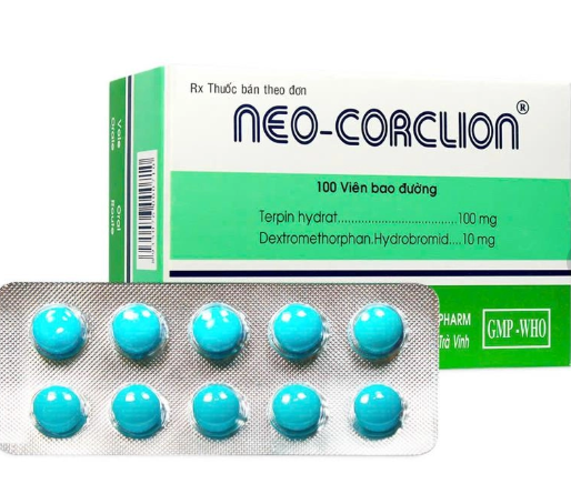 5461. Neo-corclion - (Terpin hydrat 100mg + Dextromethorphan 10mg) - [Thùng 100 Hộp; Hộp 10 Vỉ; Vỉ 10 Viên] Trà Vinh - Việt Nam